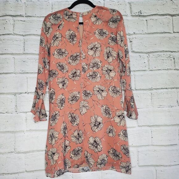 HD In Paris Bell Sleeve Mini Floral Pink Dress Womens Small Petite - Picture 11 of 12